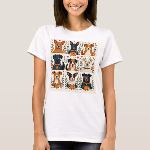 I Love Dogs – Folk Art 3x3 style T-Shirt