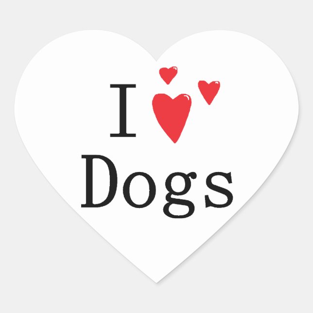 I Love Dogs Heart Sticker (Front)