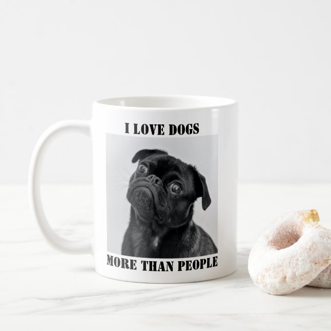 I Love Dogs More Than People Funny T-Shirt Coffee Mug (With Donut)