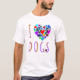 I Love Dogs T Shirt Heart Design Puppies Dog Gift