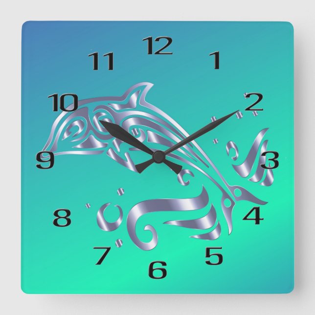 I Love Dolphins Acrylic Wall Clock (Front)