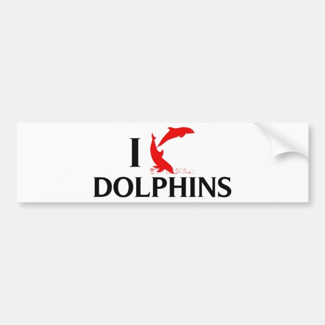 I Love Dolphins Bumper Sticker (Front)