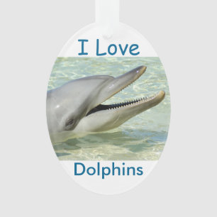 "I Love Dolphins" Christmas Ornament