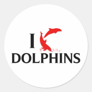 I Love Dolphins Classic Round Sticker