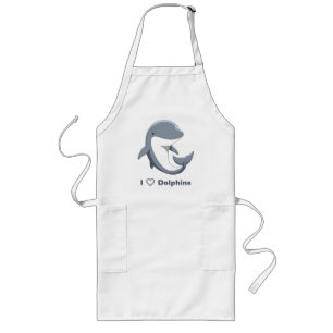 I Love Dolphins Cute Bottlenose Long Apron