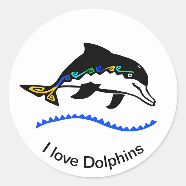 I love DOLPHINS -Wildlife warrior - Nature - Classic Round Sticker (Front)