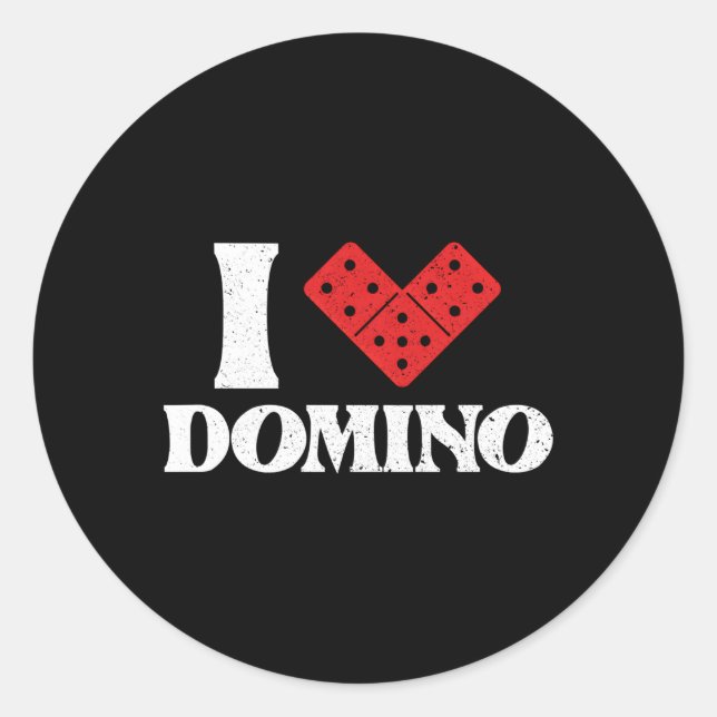 I Love Domino Dominoes Bones Domino Player Classic Round Sticker (Front)