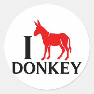 I Love Donkey Classic Round Sticker