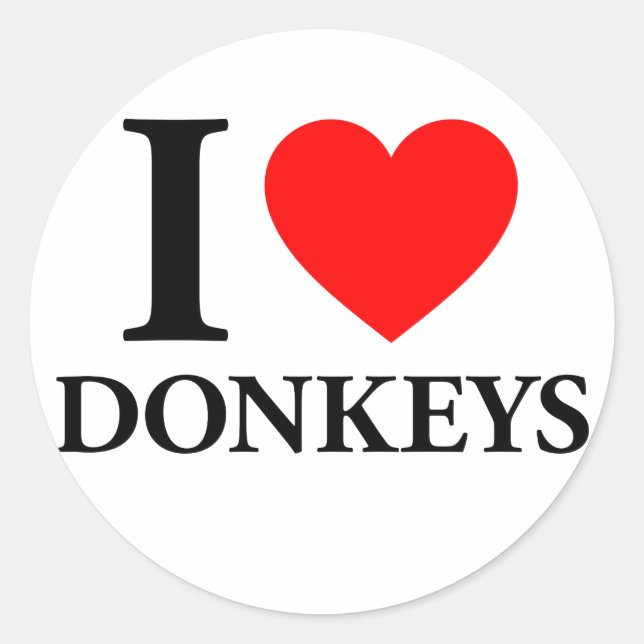 I Love Donkeys Classic Round Sticker (Front)