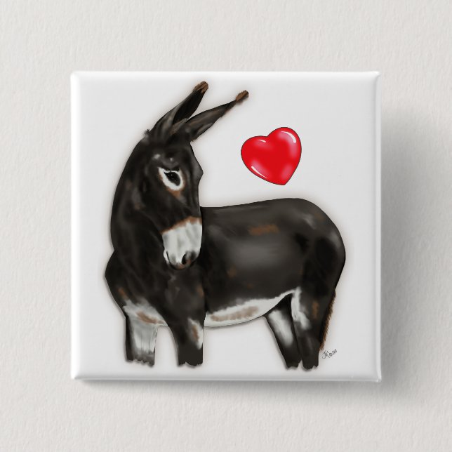 I Love Donkeys Demure Donkey 15 Cm Square Badge (Front)