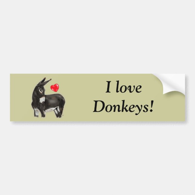 I Love Donkeys Demure Donkey Bumper Sticker (Front)