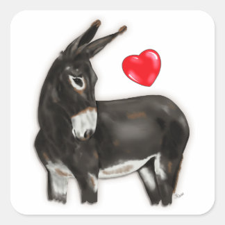 I Love Donkeys Demure Donkey Square Sticker