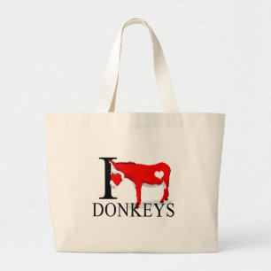 I Love Donkeys Tote Bags