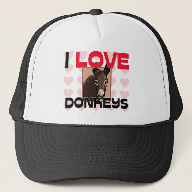 I Love Donkeys Trucker Hat (Front)