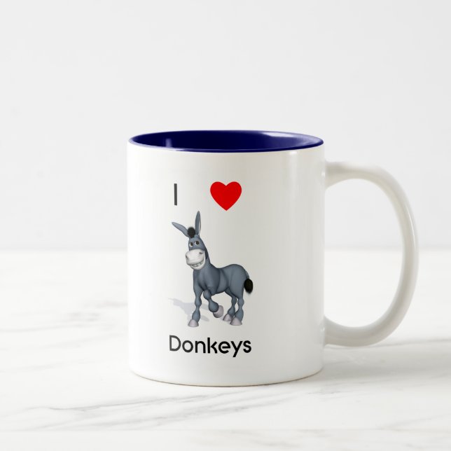 I love donkeys Two-Tone coffee mug (Right)