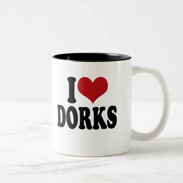 I Love dorks Two-Tone Coffee Mug (Right)