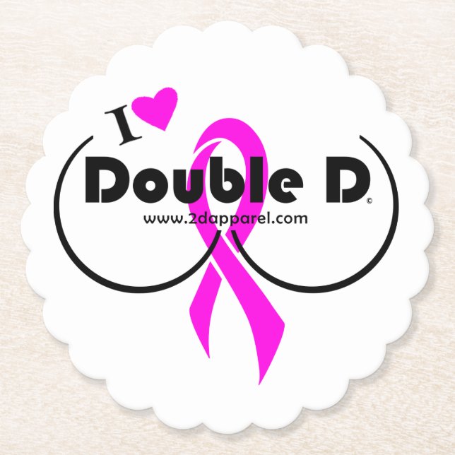 I LOVE Double D on White Coaster (Front)