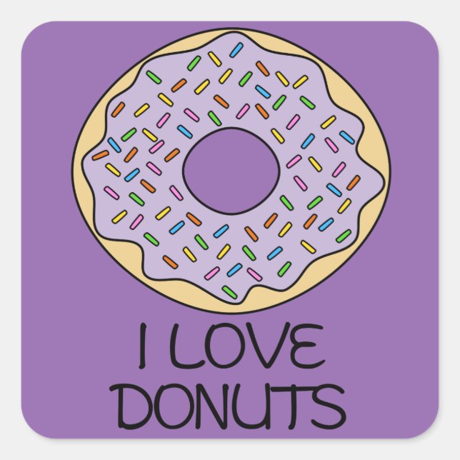 I Love Doughnuts Square Sticker (Front)