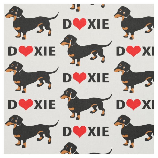 I Love Doxies - Dachshund Pattern Fabric (Swatch)