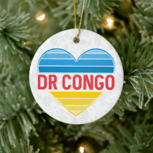 I Love DR Congo, Congo-Kinshasa Heart Ceramic Ornament