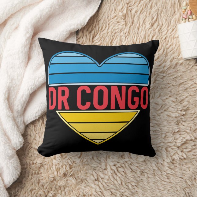 I Love DR Congo, Congo-Kinshasa Heart Cushion (Blanket)