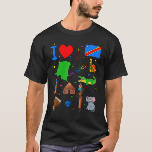 I love DR Congo  Hand drawn Congolese Landmarks  f T-Shirt