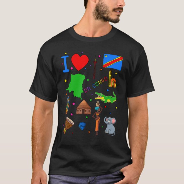 I love DR Congo  Hand drawn Congolese Landmarks  f T-Shirt (Front)