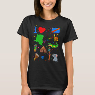 I love DR Congo  Hand drawn Congolese Landmarks  f T-Shirt