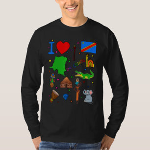I love DR Congo Hand drawn Congolese Landmarks f T-Shirt