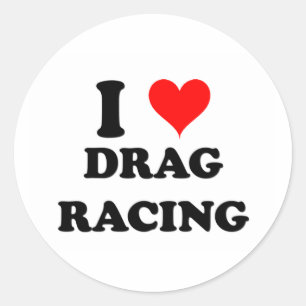 I Love Drag Racing Classic Round Sticker