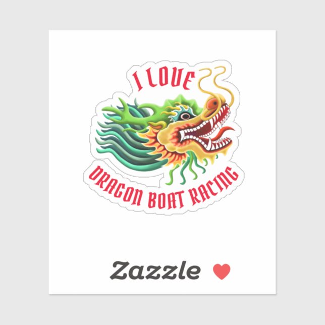 I Love Dragon Boat Racing Gold & Red Logo (Sheet)