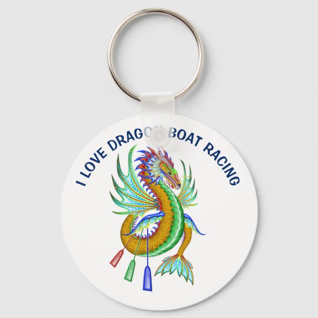 I love dragon boat racing with Gold Water Dragon Key Ring (Front)