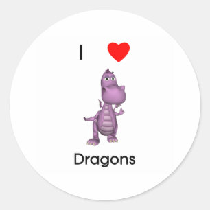 I love dragons classic round sticker
