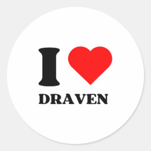 I Love Draven I Heart Draven Name Y2k Valentines D Classic Round Sticker
