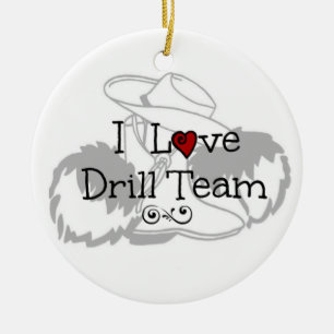 I Love Drill Team Ceramic Ornament