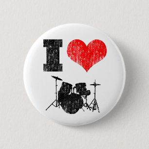 I Love Drums 6 Cm Round Badge