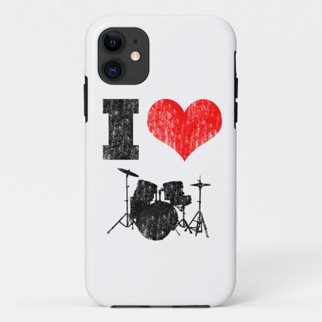 I Love Drums Distressed Case-Mate iPhone Case (Back)
