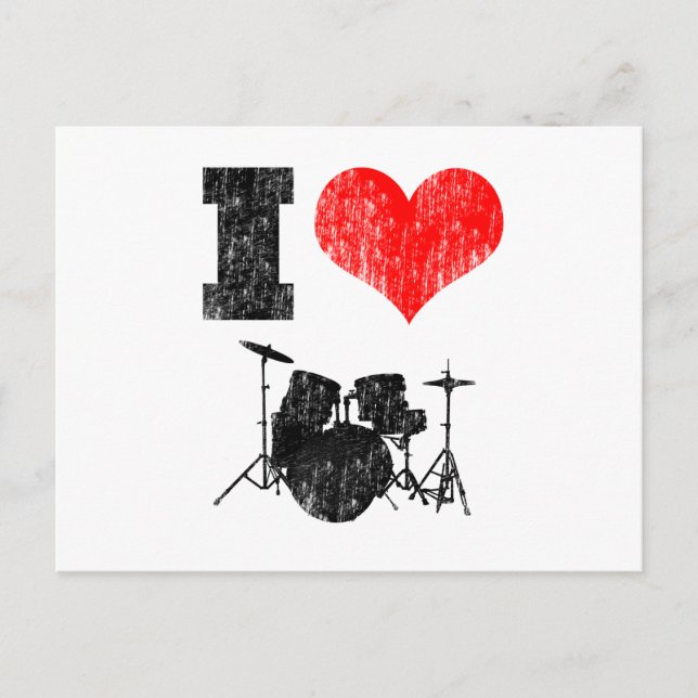 I Love Drums Postcard (Front)