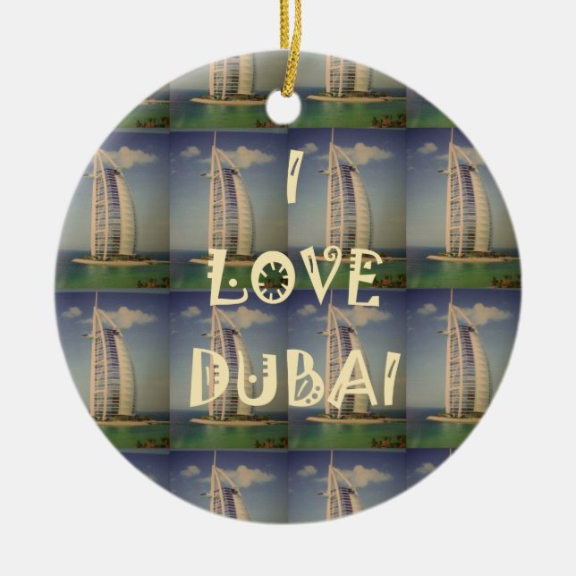 I Love Dubai Ceramic Ornament (Front)