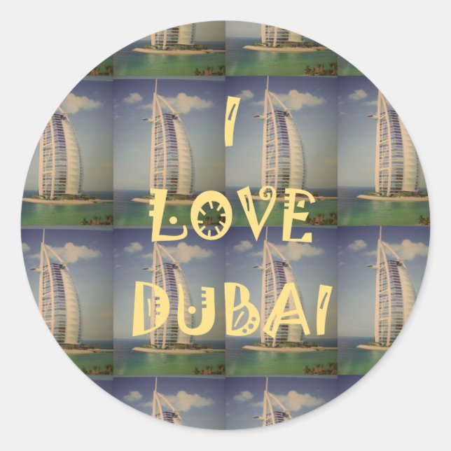 I Love Dubai Classic Round Sticker (Front)