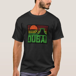 I Love Dubai Cool Retro Dubai Sunset Illustration  T-Shirt