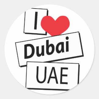 I Love Dubai UAE Classic Round Sticker