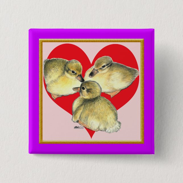 I Love Ducklings! 15 Cm Square Badge (Front)