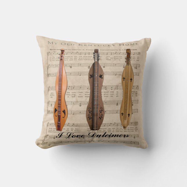 I LOVE  DULCIMERS CUSHION (Front)