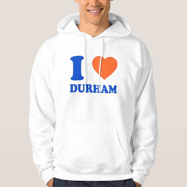 I Love Durham Heart NC Bull City Gift Hoodie (Front)