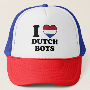 I Love Dutch Boys Netherlands Flag Heart Trucker Hat