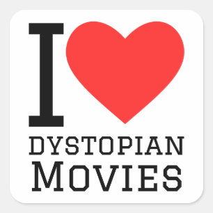 I love dystopian movies square sticker