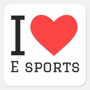 I love e sports square sticker
