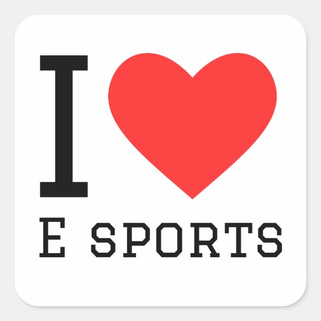 I love e sports square sticker (Front)