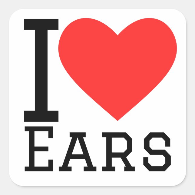 I love ears square sticker (Front)